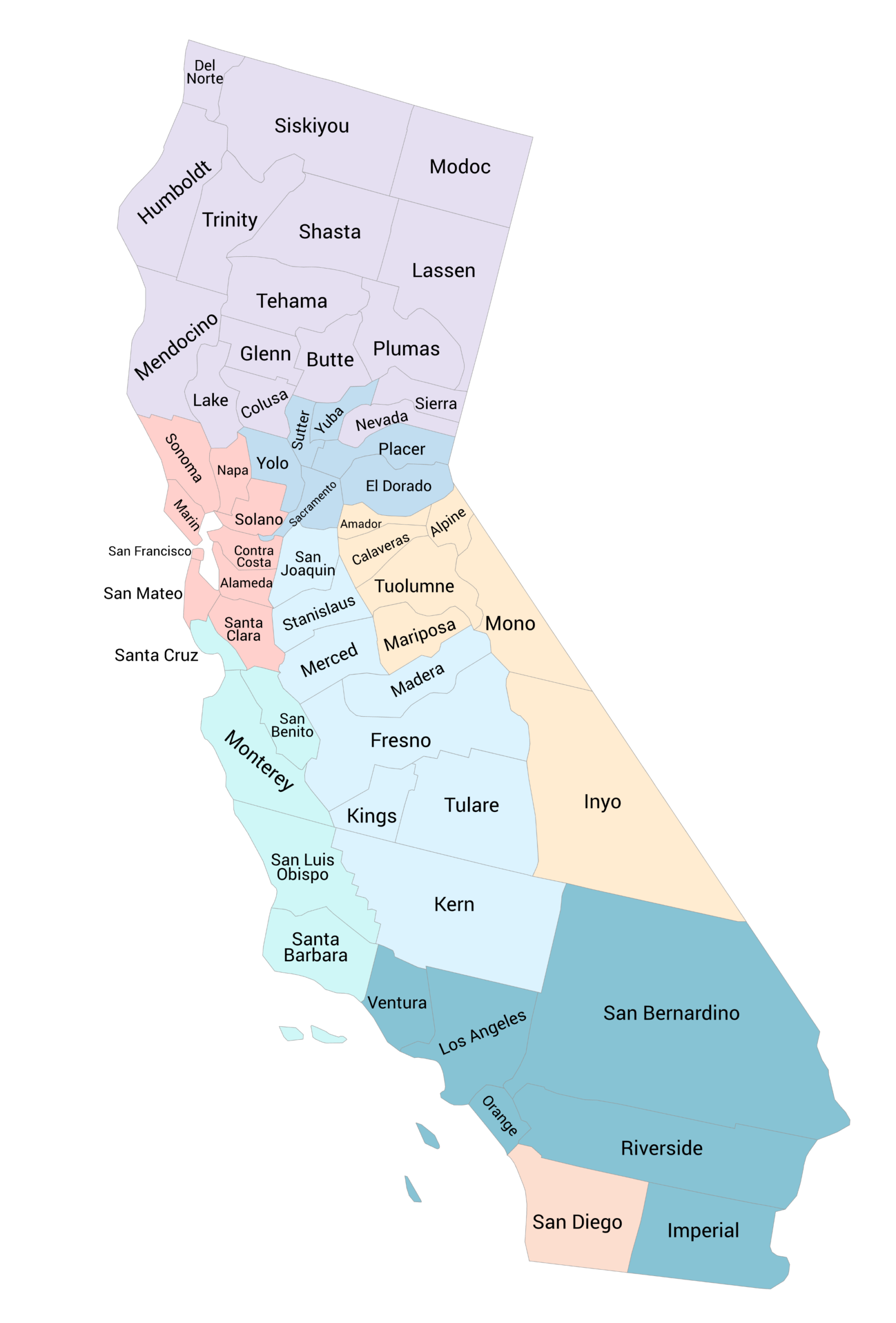Map of California Counties